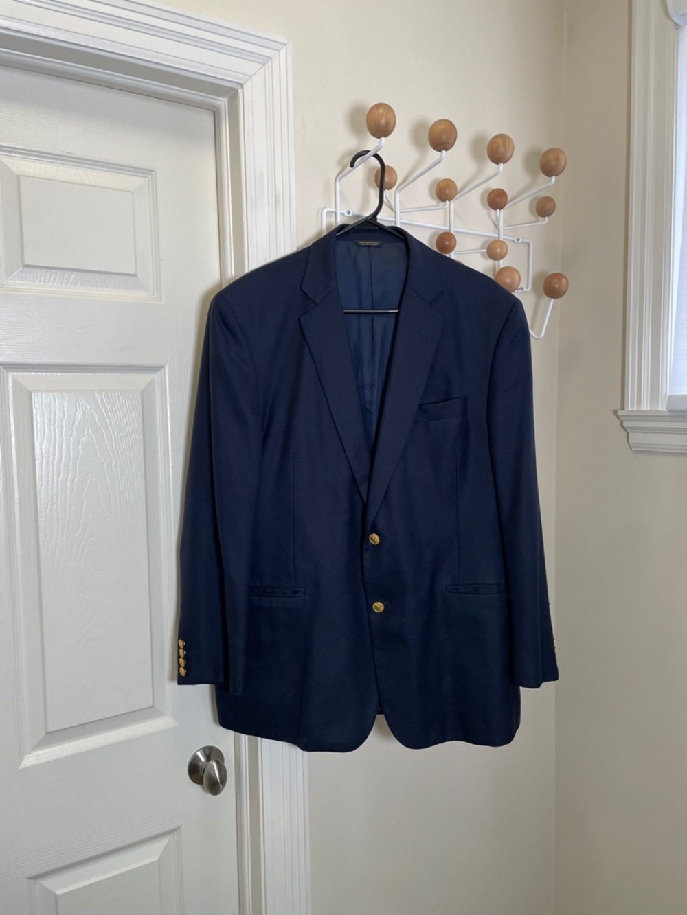 Brooks Brothers Old Money Wool Silk Blend Blazer Jacket - Navy / Golden XL 44R